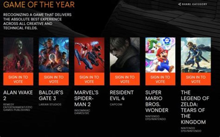 Cast Your Vote for the Game Awards 2024!